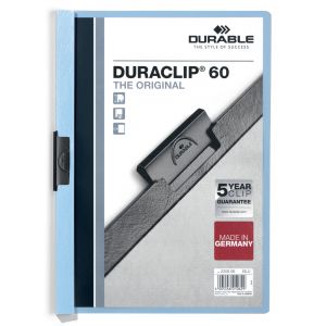 Skoroszyt zaciskowy Durable A4/60 Duraclip PCV, Niebieski jasny